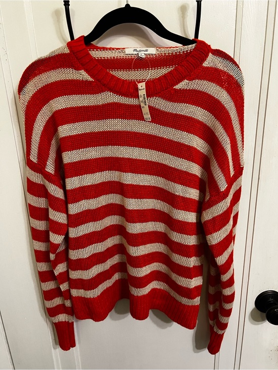 Madewell Sweaters - NWT Madewell Red and Cream Striped Women’s Sweater M